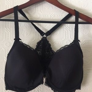 Black lace racerback bra